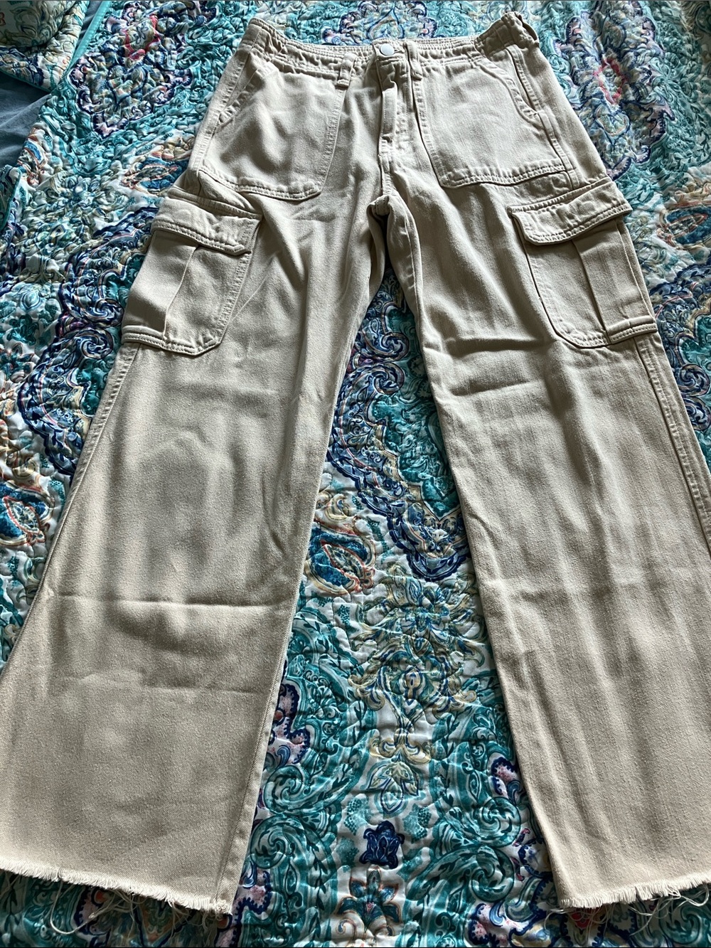 Back to school ✏️ Altar'd State Beige Wide-Leg Cargo Pants